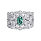 Ornate Moissanite Ring in 925 Silver