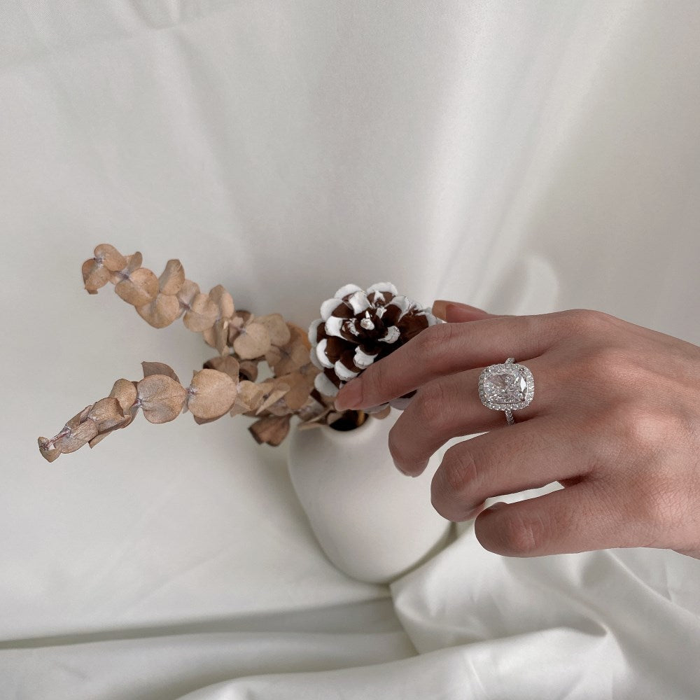 Large Square Stone Silver Ring