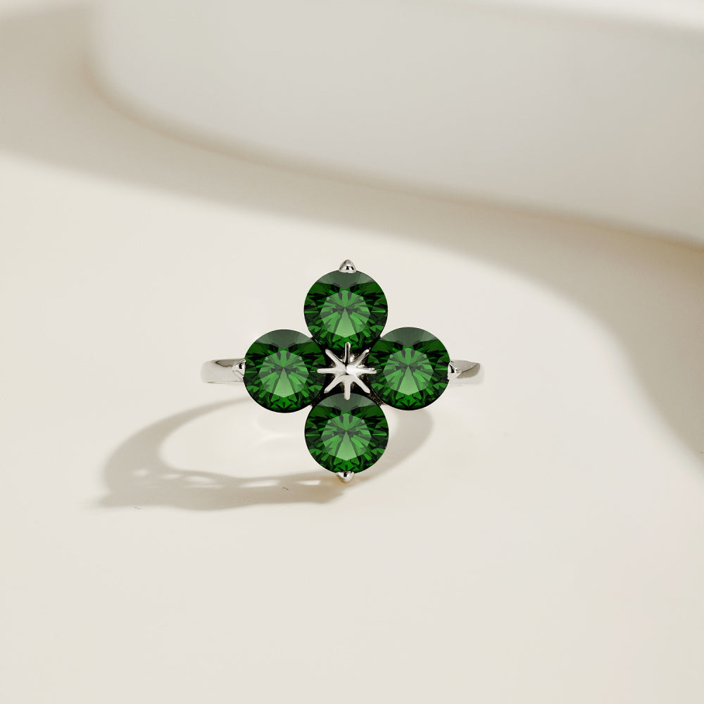 Shamrock Gem Silver Ring