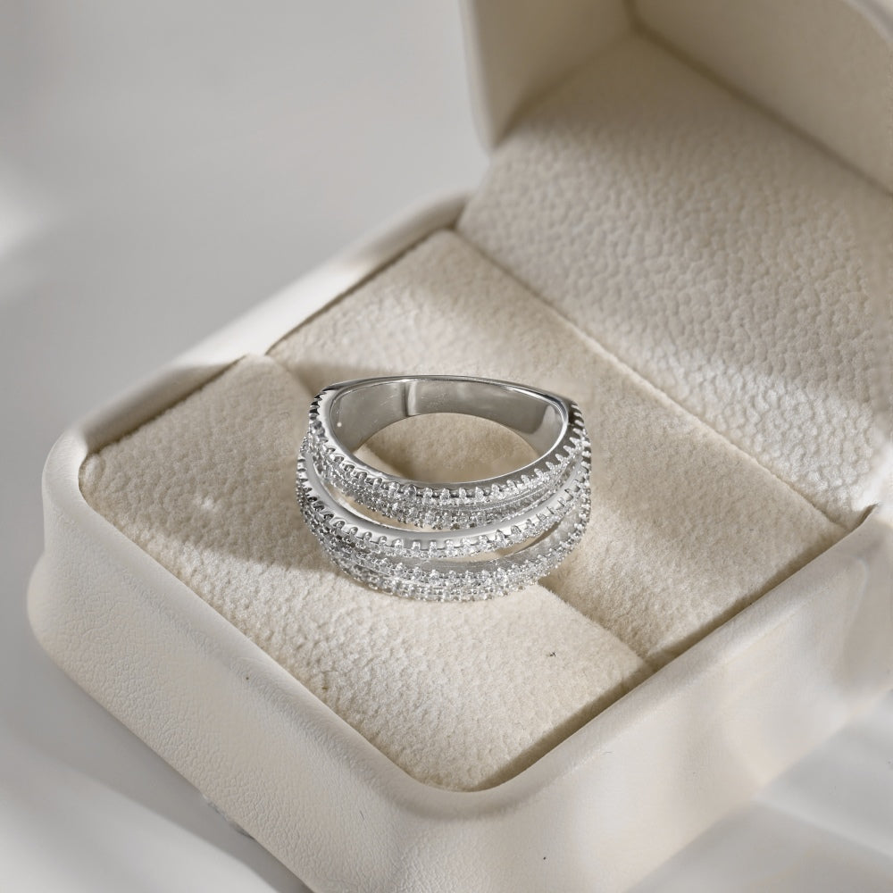 Loose Band Stack Silver Ring