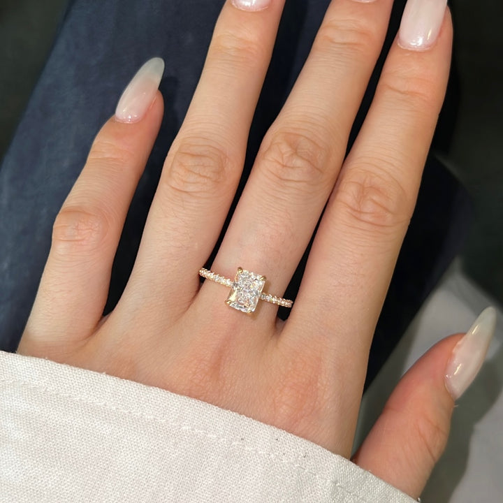 Stackable Rectangular Stone Gold Ring