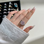 Extra Large Pink Gemstone Silver Ring