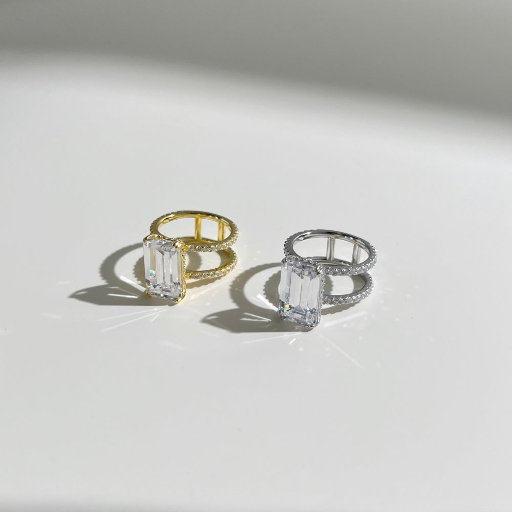 Large Emerald Cut Gem Ring