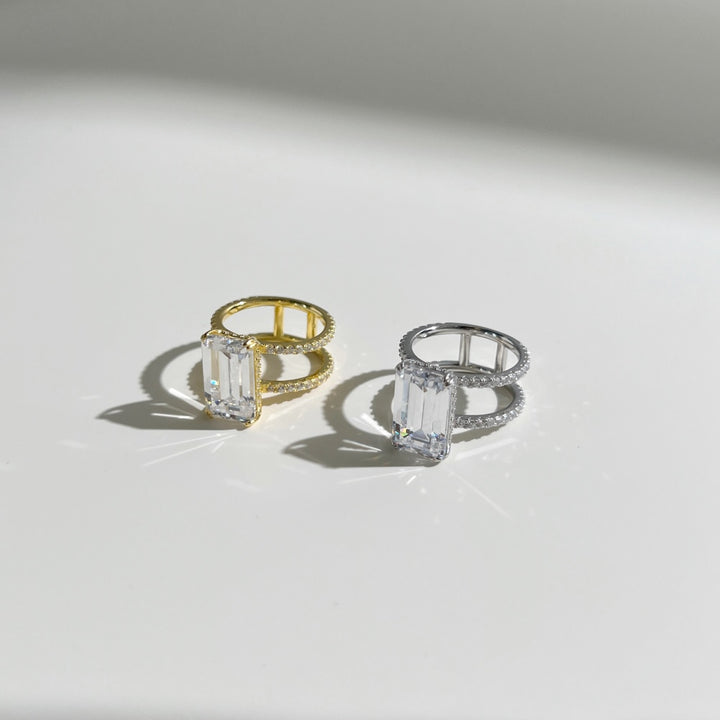Large Emerald Cut Gem Ring