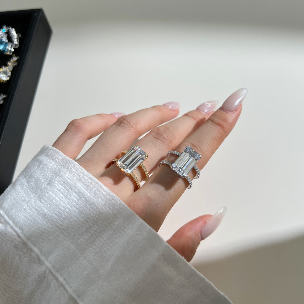 Large Emerald Cut Gem Ring