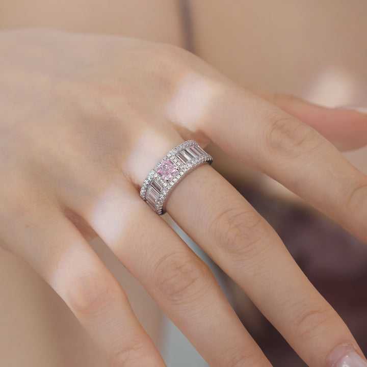 Bold Silver Pink Gem Ring