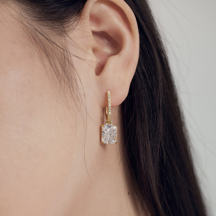 Square Stone Gold Earrings