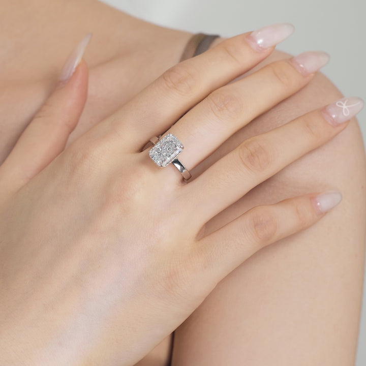 Rectangular Gem with Unique Band Silver Ring
