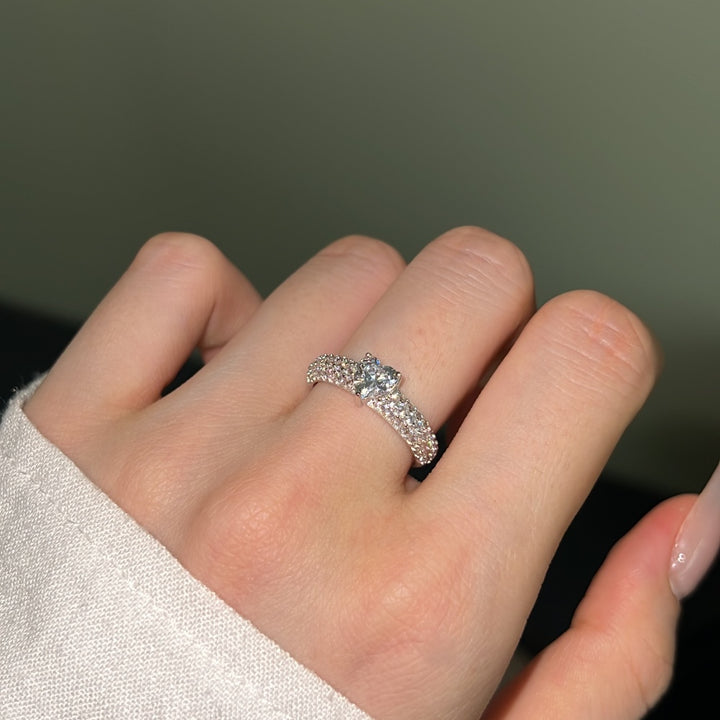 Brilliant Heart Thick Band Ring