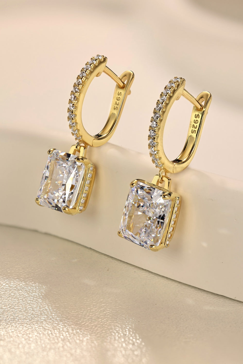 Square Stone Gold Earrings