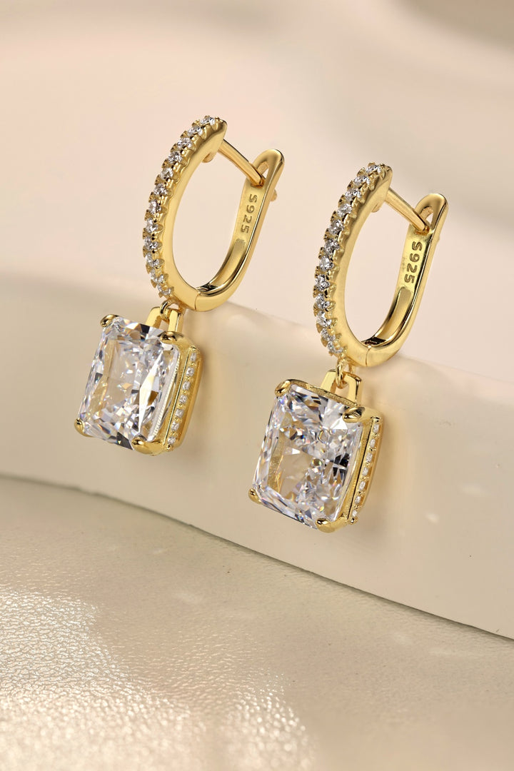 Square Stone Gold Earrings