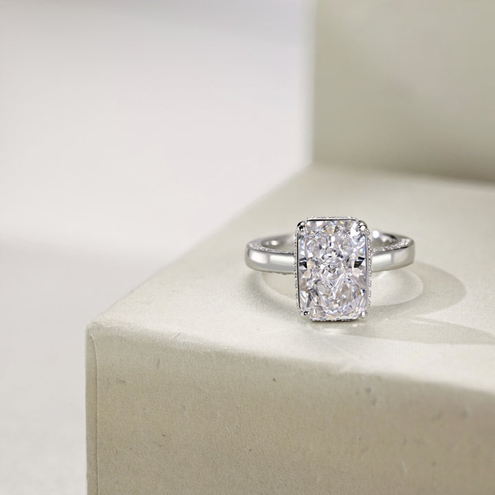 Rectangular Gem with Unique Band Silver Ring