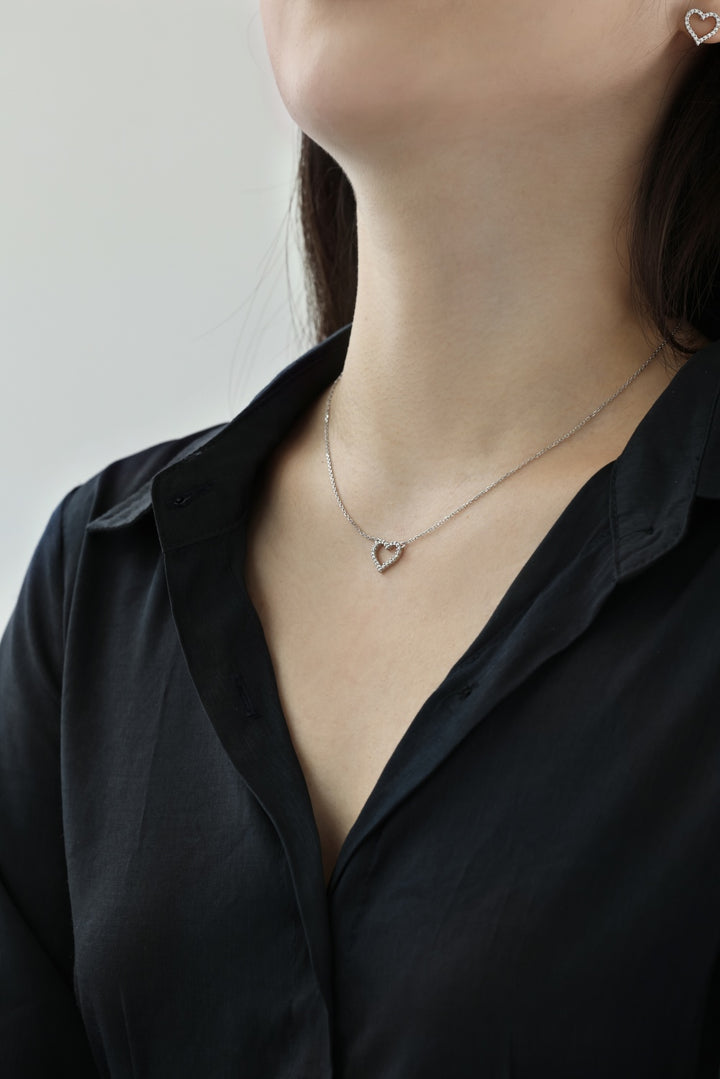 Open Heart Silver Jewelry Set