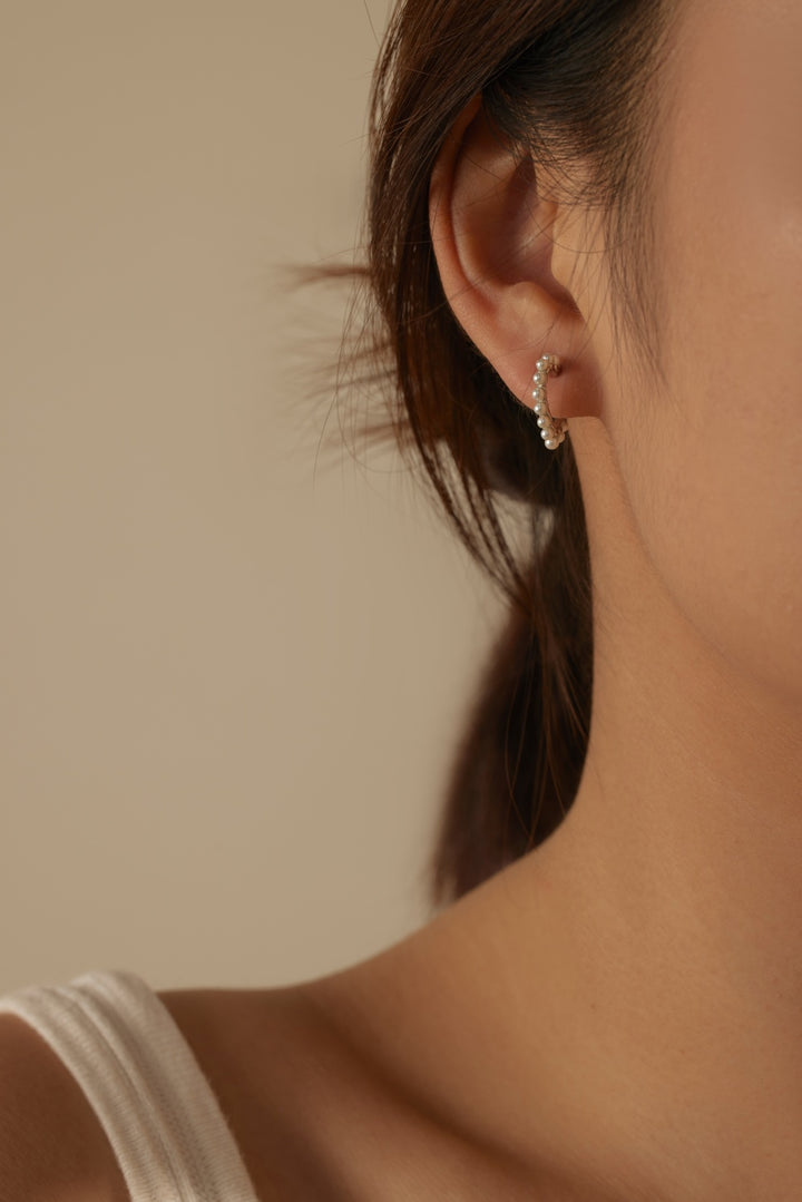 Silver & Pearl Heart Earrings
