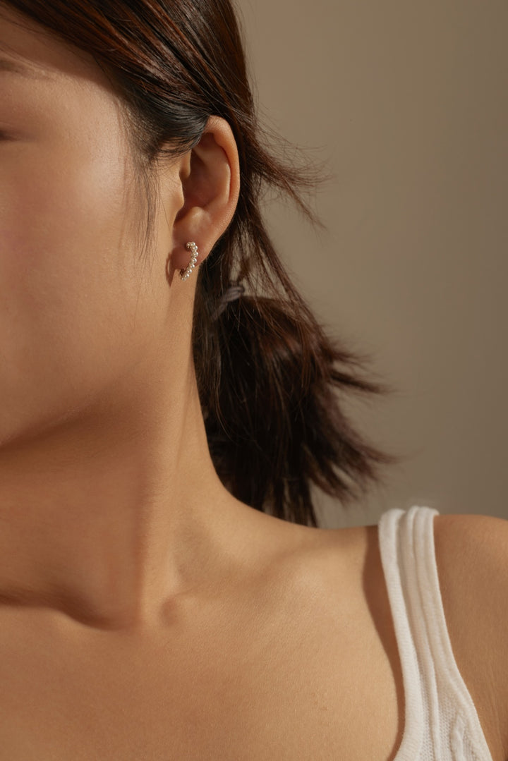 Silver & Pearl Heart Earrings
