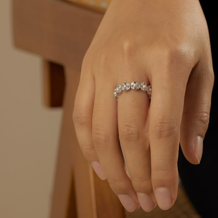 Vine Silver & Pearl Ring