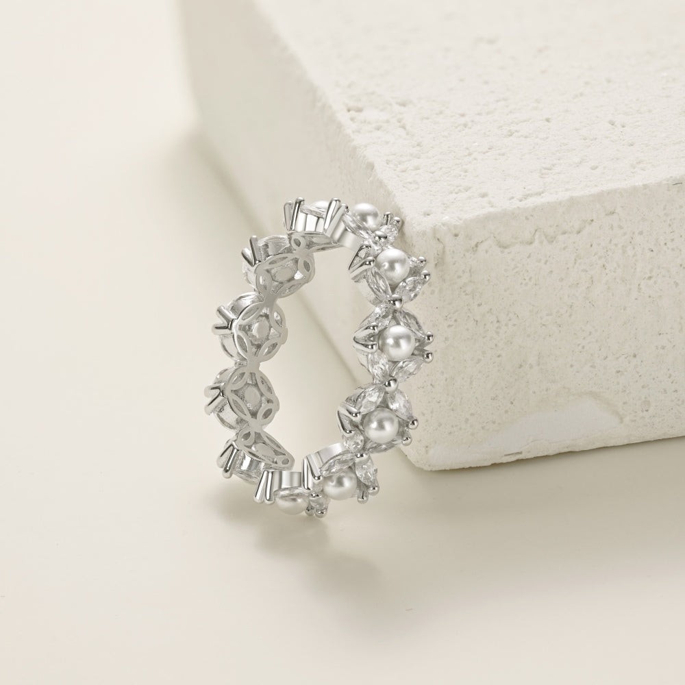 Vine Silver & Pearl Ring