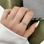 Small Pink Heart Gem Silver Ring