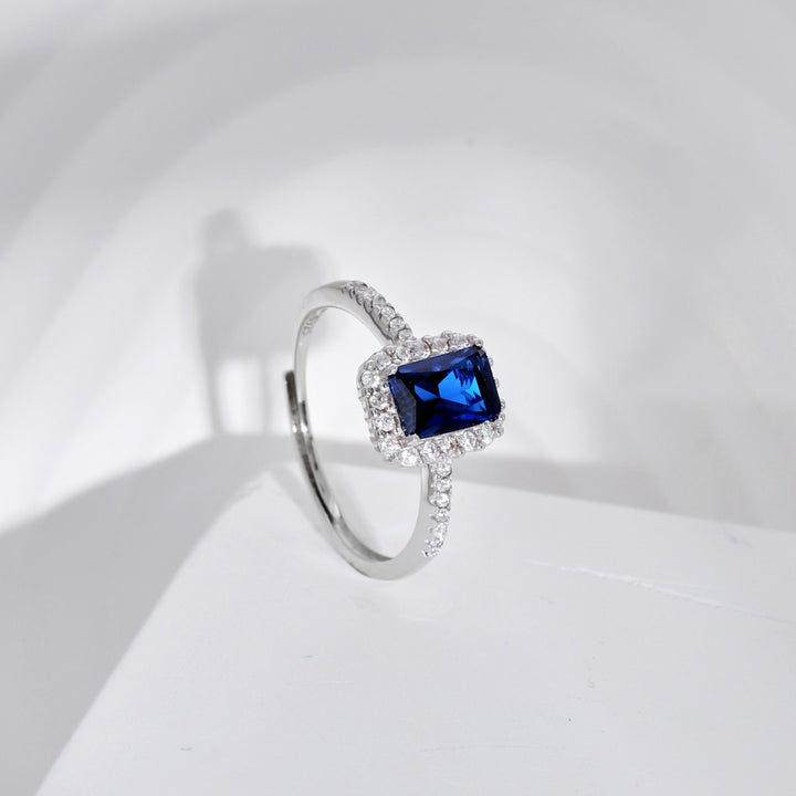 Blue Emerald-Cut Gem Ring