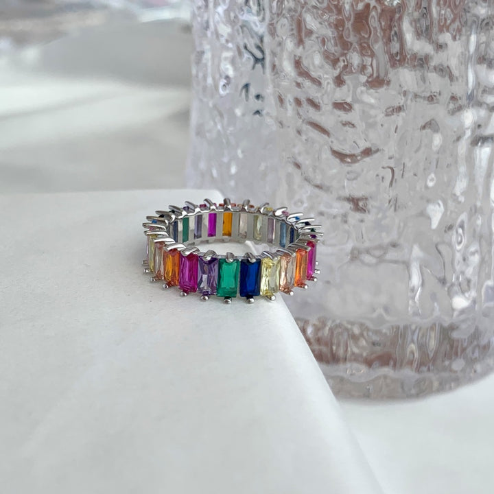Rainbow Prism Silver Ring