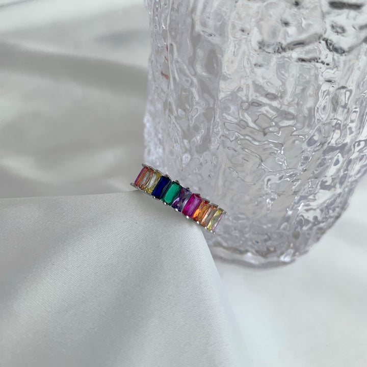 Rainbow Prism Silver Ring