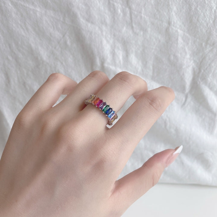 Rainbow Prism Silver Ring