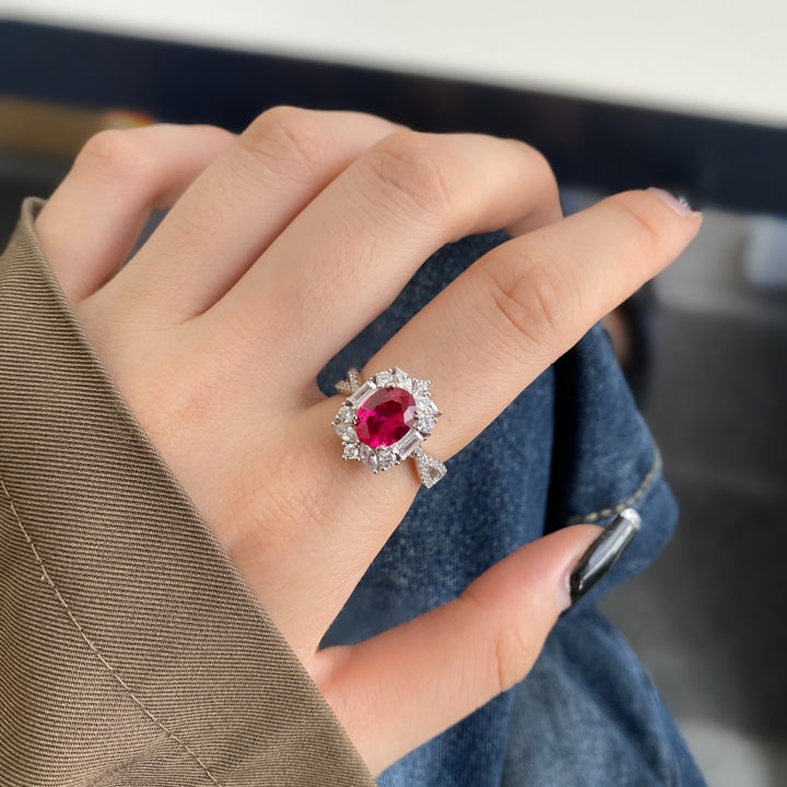 Royal Red Wine Silver Ring