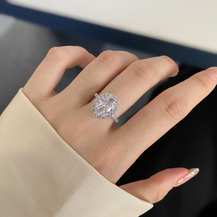 Gleaming Oval Stone Silver Ring