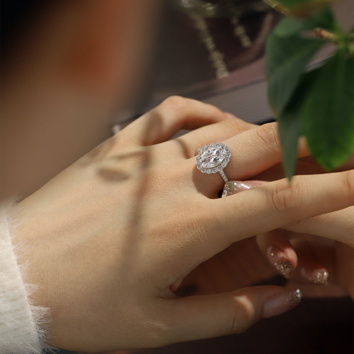 Gleaming Oval Stone Silver Ring