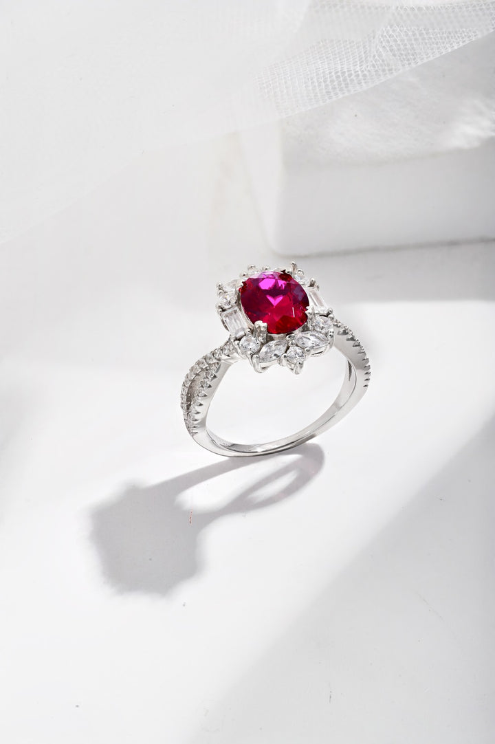 Royal Red Wine Silver Ring