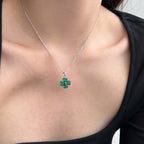 Dazzling Green Flower Clover Necklace