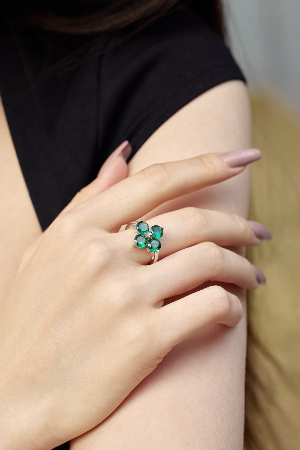 Shamrock Gem Silver Ring