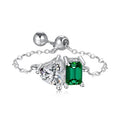 Heart & Emerald Cut Gems Chain Ring