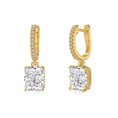 Square Stone Gold Earrings