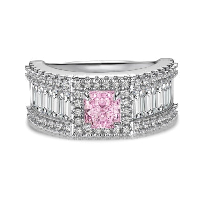 Bold Silver Pink Gem Ring