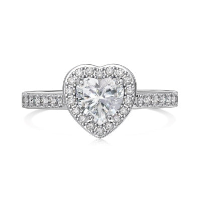 Heart Shaped Stone Silver Engagement Ring