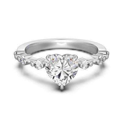 Striking Beaded Heart Gem Silver Ring