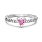 Small Pink Heart Gem Silver Ring