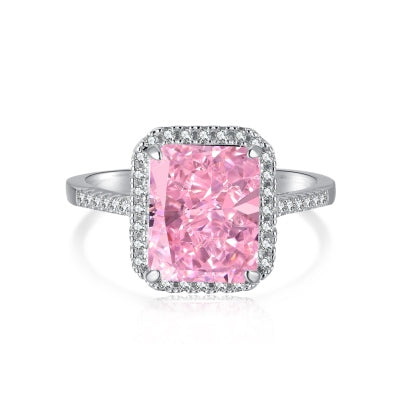 Anillo de plata con piedra cuadrada envuelta grande