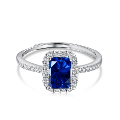 Blue Emerald-Cut Gem Ring