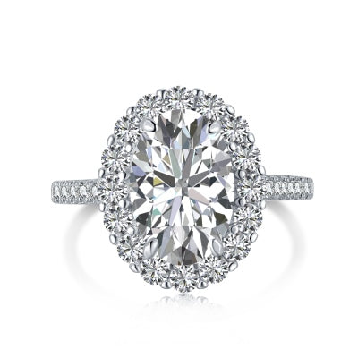 Gleaming Oval Stone Silver Ring