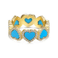 Anillo con diseño de corazón de turquesa azul