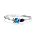 Ultra Thin Banded Blue Gem Silver Ring