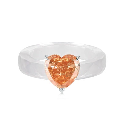 4mm Crystal Ring With Orange Heart Stone