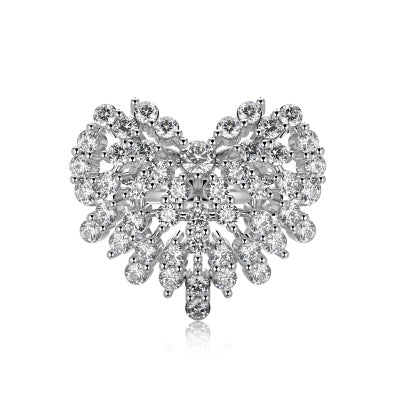 Silver Heart Cluster Ring