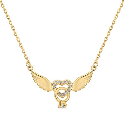 Dangling Ring Angelic Love Gold Necklace