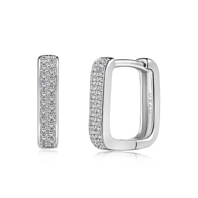 Square Shaped Silver Hoop Earrings