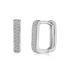 Square Shaped Silver Hoop Earrings