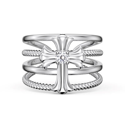 Four Band Cross Ring
