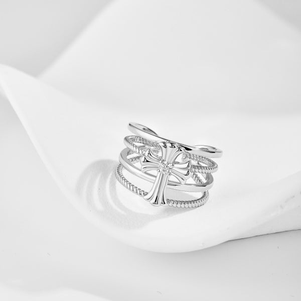 Four Band Cross Ring